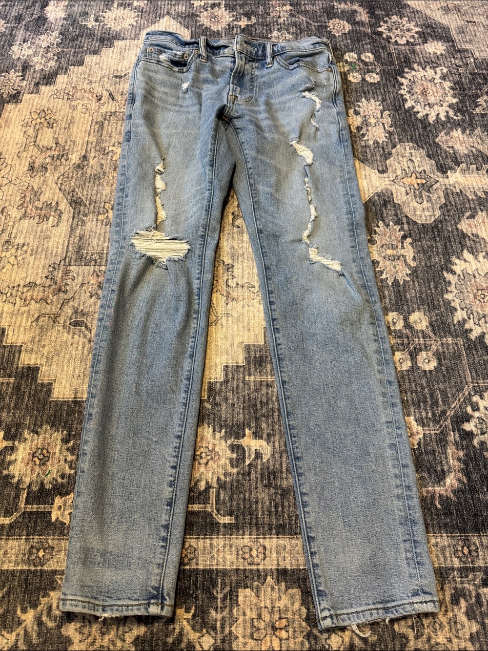 Abercrombie & Fitch Light Blue Distressed Skinny Jeans